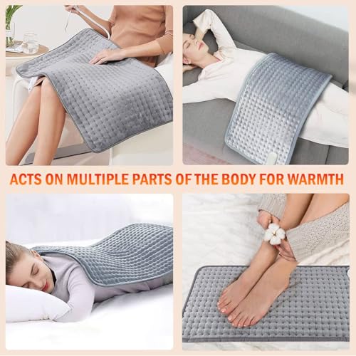 King Size Electric Heating Pad for Full Body Pain & Cramp Relief (Gray)