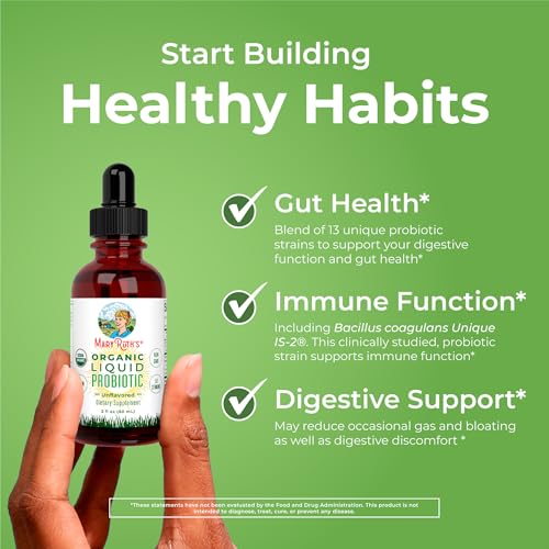 USDA Organic Probiotics for Gut Health & Immune Support - Acidophilus Supplement, 2 Fl Oz