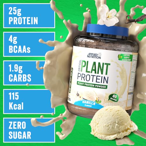 Applied Nutrition Critical Plant Vegan Protein Powder - Vanilla - 1.8kg (60 Servings) - Dairy-Free, SOYA, Pea & Brown Rice Protein