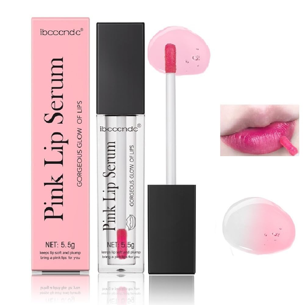 Color Changing Lip Gloss - Hydrating Lip Oil with Tinted Shine, Non-Greasy Plumping Lips Serum, Transparent Moisturizing Lips Balm for Women & Girls (Pink)