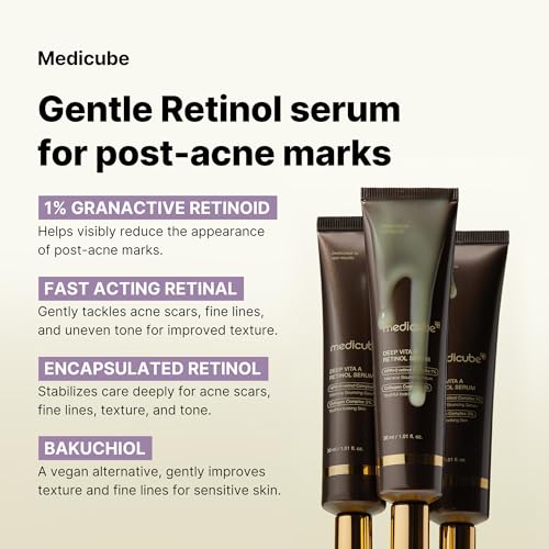 Medicube Deep Reviving Bakuchiol Retinol Facial Serum - Anti-Aging 4th Gen Retinol & Bakuchiol - Targets Fine Lines & Uneven Skin Tone - Korean Skincare - 1.69 oz