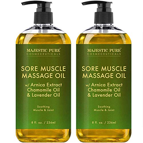Majestic Pure Arnica Sore Muscle Massage Oil - Lavender & Chamomile - 8 Fl. Oz (Set of 2)