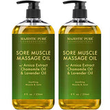 Majestic Pure Arnica Sore Muscle Massage Oil - Lavender & Chamomile - 8 Fl. Oz (Set of 2)