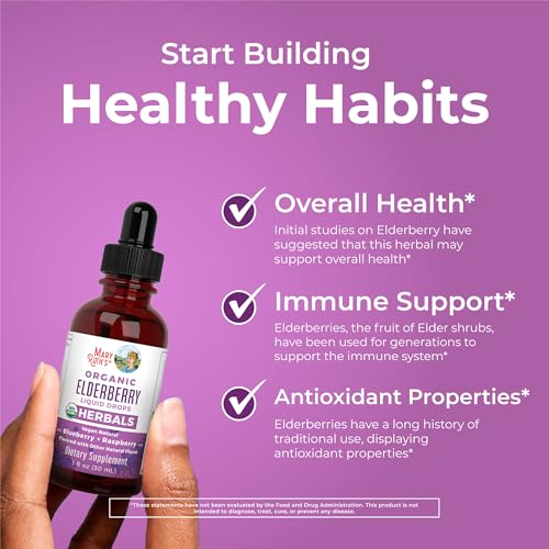 MaryRuth Organics Elderberry Syrup - USDA Organic, Sugar-Free Immune Support for Kids & Adults | 1 Fl Oz