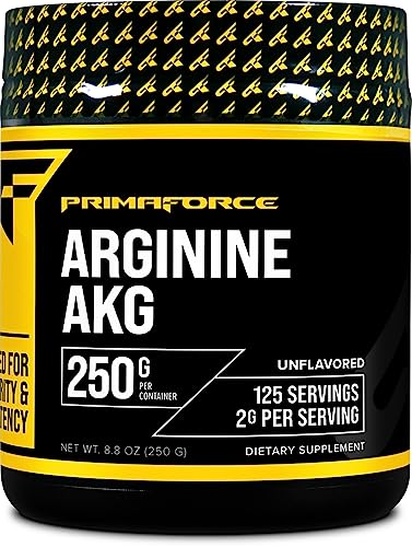Primaforce AAKG Powder - Pure Arginine Alpha-Ketoglutarate 250g for Nitric Oxide & Workout Performance