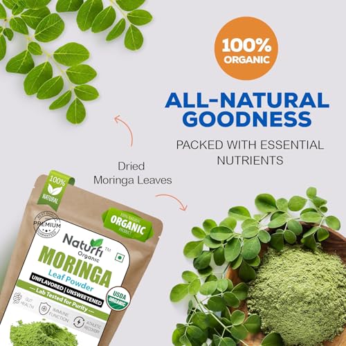 Organic Moringa Powder - 100% Pure Moringa Oleifera Leaf Powder - 3.5 Oz (100g) - USDA Certified - Perfect for Smoothies & Recipes