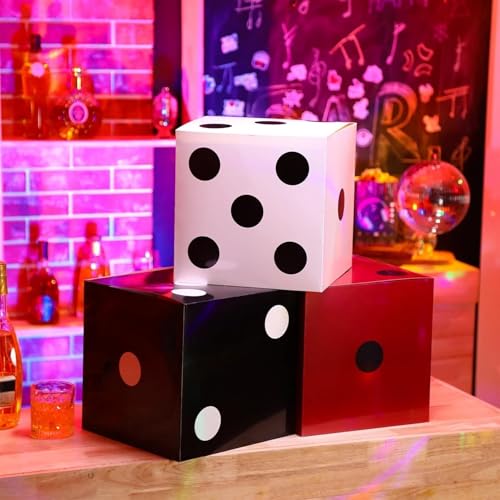 THE WHITE SHOP 6-Piece Dice Favor Boxes & Jumbo Dice Set – Casino Theme Party Decorations