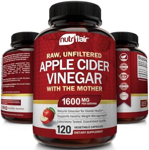Apple Cider Vinegar Capsules with The Mother - 120 Vegan ACV Pills - Best Supplement for Healthy Weight Loss, Diet, Keto, Digestion, Detox, Immune - Powerful Cleanser & Appetite Suppressant Non-GMO