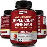 Apple Cider Vinegar Capsules with The Mother - 120 Vegan ACV Pills - Best Supplement for Healthy Weight Loss, Diet, Keto, Digestion, Detox, Immune - Powerful Cleanser & Appetite Suppressant Non-GMO