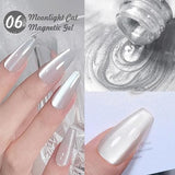 Azonee 8-Piece Glitter Holographic Nail Gel Polish Set | Shimmer Cat Eye Collection