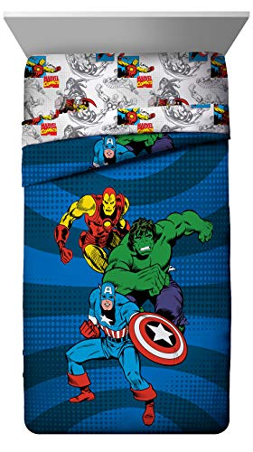 Marvel Avengers Good Guys Twin/Full Reversible Comforter - Iron Man, Hulk, Captain America, Spiderman