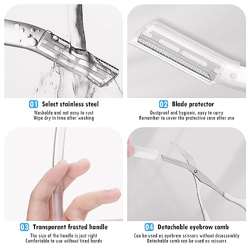Eyebrow Trimmer with Dermaplaning Tools - Exfoliating Facial Razor for Women and Men