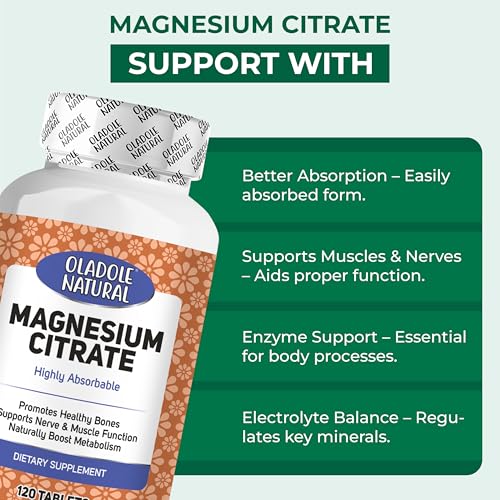 Oladole Natural Magnesium Citrate 420mg - 120 Tablets for Sleep, Relaxation & Muscle Support