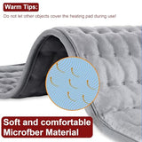 Electric Heating Pad for Back, Neck, Shoulder & Abdomen Relief - Silver Gray (13.7" x 23")