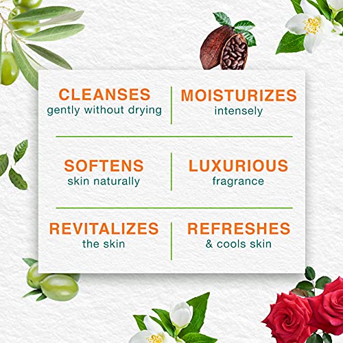 Himalaya Moisture Rich Rose Soap Bar - 6 Bars (125g Each) | Olive Oil & Cocoa Butter for Hydration