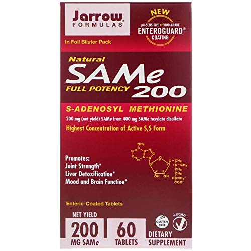 Jarrow Formulas SAM-e 200mg - 60 Enteric-Coated Tablets - Support Mood & Joint Health