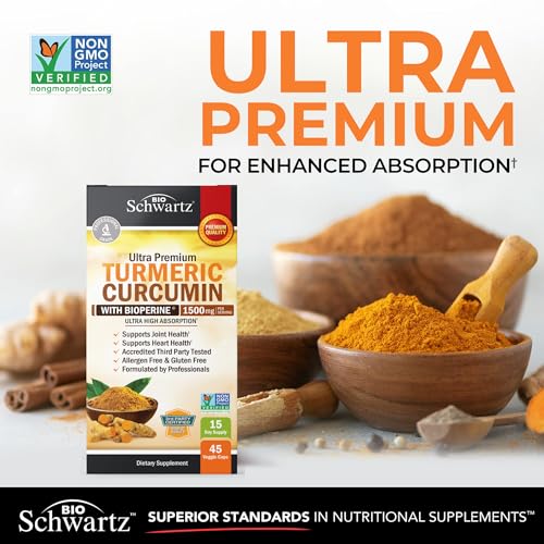 Turmeric Curcumin 1500mg with Black Pepper - 95% Curcuminoids - 45 Capsules