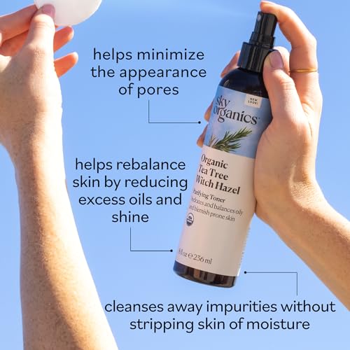 Sky Organics Tea Tree & Witch Hazel Facial Toner - Purifying & Balancing (8 fl Oz)