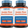 علبة من Nova Nutritions مكونة من علبتين من كبسولات جذر الكونجاك و الجلوكومانان بحجم ٢٠٠٠ ملغ/جرعة، كبسولات نباتية، ١٨٠ كبسولة (إجمالي ٣٦٠ كبسولة)