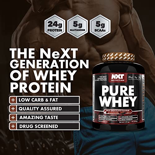 NXT Nutrition Pure Whey 2.25kg - Hydrolyzed Whey Protein with Isolate & Concentrate - Muscle Growth Recovery 75 Servings Milk Chocolate