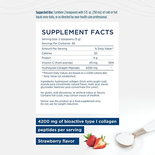 Nordic Naturals Nordic Beauty Marine Collagen: Strawberry Flavored Powder for Radiant Skin (150g)