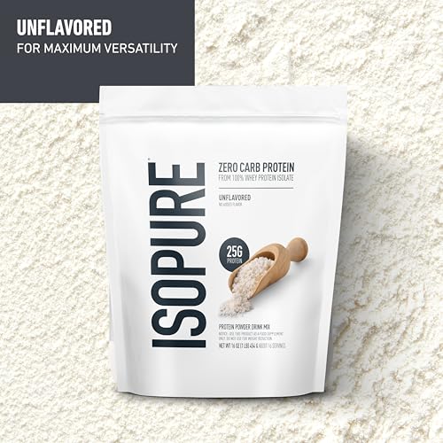 Nature's Best IsoPure Whey Protein Isolate Unflavored - 1lb (454g) - Zero Carbs, Zero Sugar, Fast Digesting Protein Supplement