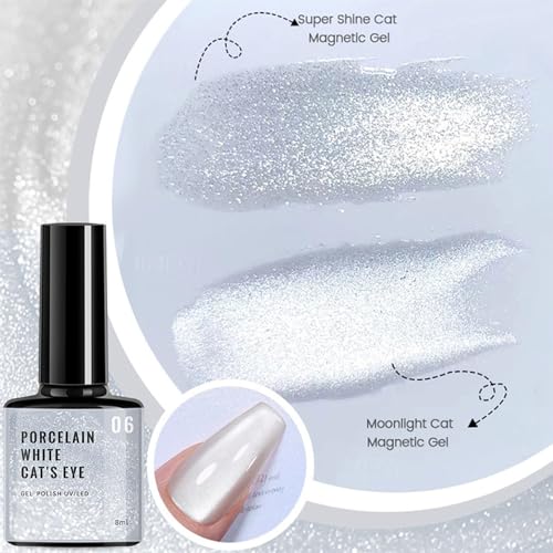 Azonee 8-Piece Glitter Holographic Nail Gel Polish Set | Shimmer Cat Eye Collection