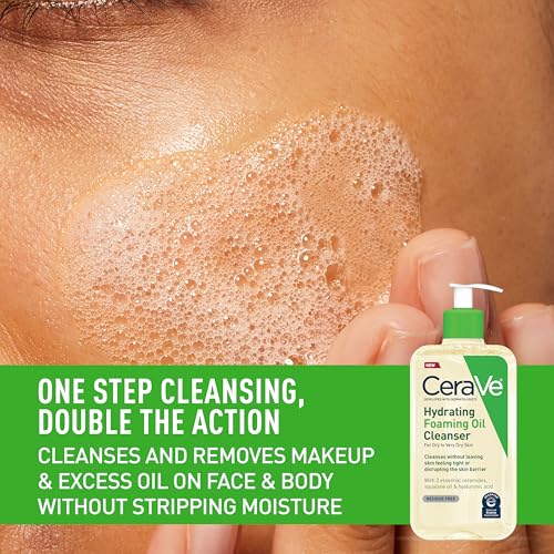 CeraVe Hydrating Foaming Oil Cleanser, 8oz (237ml), Moisturizing for Dry Skin