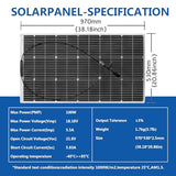 100W High Efficiency Flexible Solar Panel - Portable Hydrogen System for Boats & Camping