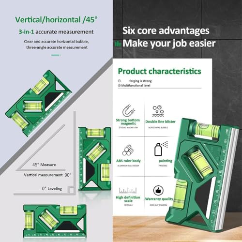 Mini Magnetic Spirit Level Ruler - Portable Bubble Meter for Household & TV Installation (Green)