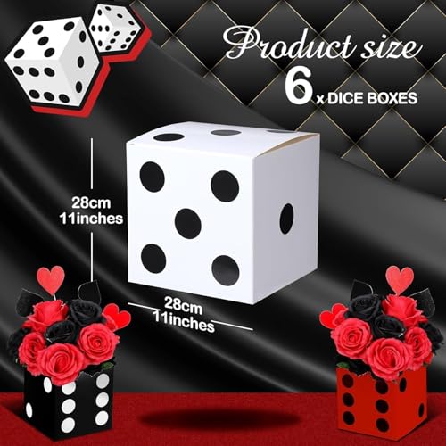 THE WHITE SHOP 6-Piece Dice Favor Boxes & Jumbo Dice Set – Casino Theme Party Decorations
