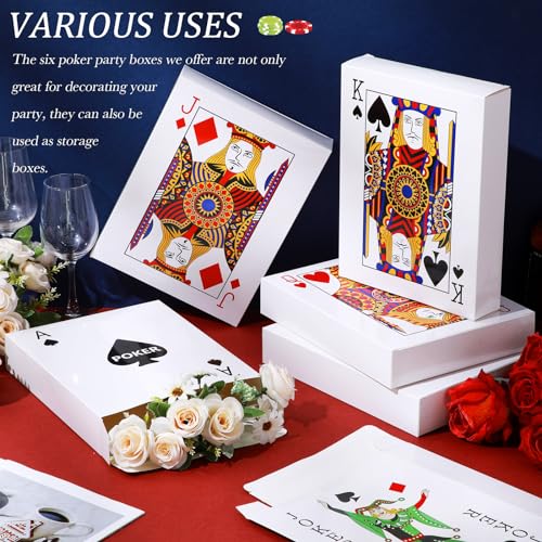 11 Inch Casino Poker Party Decorations - Large Playing Card Favor Boxes & Table Centerpieces - Las Vegas Night Theme Birthday Party Supplies (6 Pcs)