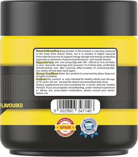 Body Builder Creatine Monohydrate - 300g Unflavored for Muscle Growth & Strength