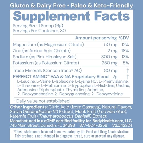 BodyHealth PerfectAmino Sugar-Free Electrolyte Drink Powder - Lemon Lime