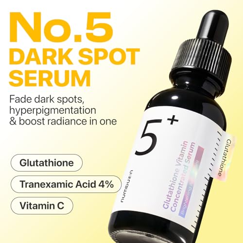 numbuzin No.5+ Glutathione & Vitamin Concentrated Serum for Dark Spots – Korean Skincare Brightening Treatment (1.01 fl.oz/30ml)