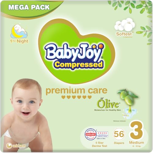 BabyJoy olive oil for baby skin, Size 3, Natural barrier for 6-12 kg infants, 56 pack