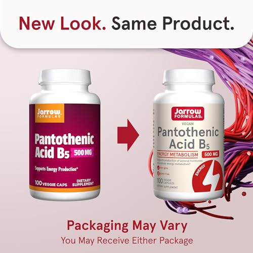 Jarrow Formulas Pantothenic Acid (B5) 500mg - 100 Veggie Caps - Energy & Metabolism Support