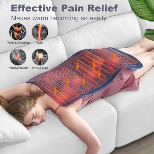 Electric Heating Pad for Back Pain & Cramps Relief - Fast Heat (Gift for Women)