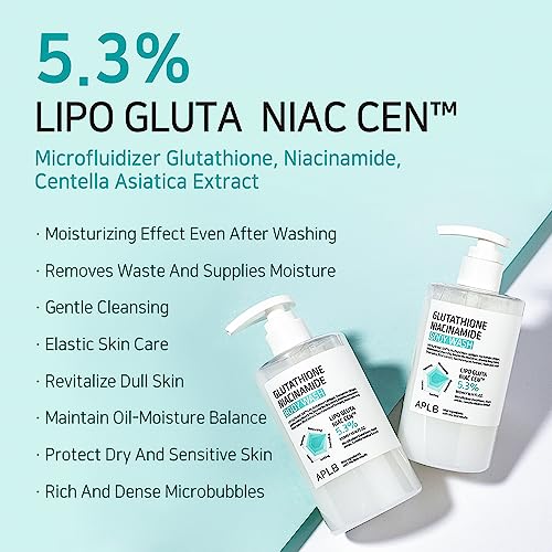 APLB Glutathione Niacinamide Body Wash | LIPO GLUTA NIAC CEN™ 5.3% | Korean Skincare for Brightening & Hydration | 10.14 FL.OZ