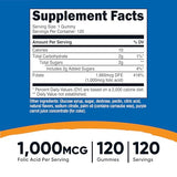 Nutricost Folic Acid Gummies - 120 Vegan Gummies, 1mg Folic Acid Per Serving
