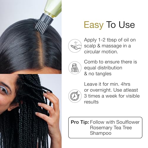Soulflower Bhringraj Hair Oil - 100% Pure, Organic, Cold Pressed, 200 ml/6.77 Fl Oz