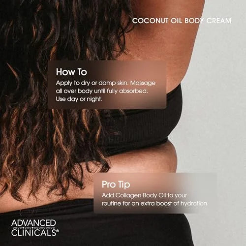 Advanced Clinicals Coconut Oil Cream: Deeply Moisturizing Lotion (2-Pack)