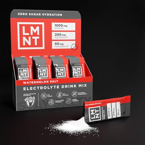 Drink LMNT Keto Electrolyte Powder Packets - Paleo Hydration Powder, No Sugar, No Artificial Ingredients, Watermelon Salt, 30 Stick Packs