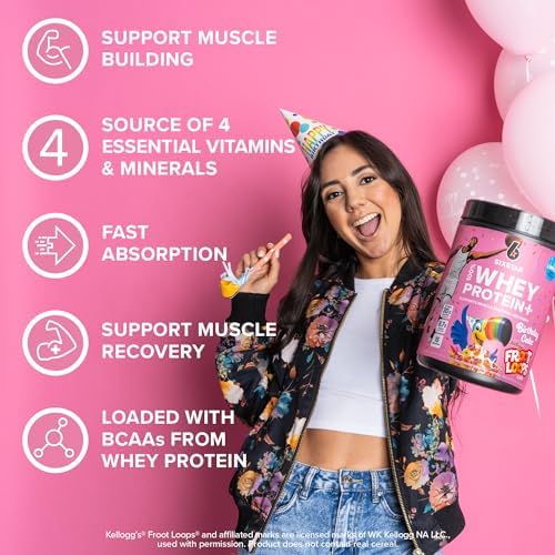 Six Star Whey Protein Powder Plus | Muscle Building & Recovery Plus Immune Support | Muscle Builder for Men & Women | Kellogg’s Froot Loops Birthday Cake Flavor | 1.5lb