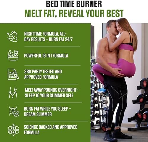 Bed Time Burner | Max Strength Night Time Fat Burner Weight Loss Pills for Women & Men | Appetite Suppressant, Belly Fat Burner, Sleep Aid, Carb Blocker | 16 Ingredients for Fast Results - 60 Caps