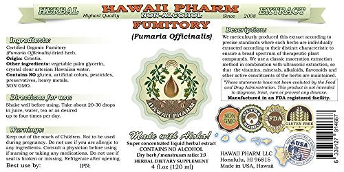 Hawaii Pharm Organic Fumitory Liquid Extract - Alcohol-Free Herbal Supplement 2 oz