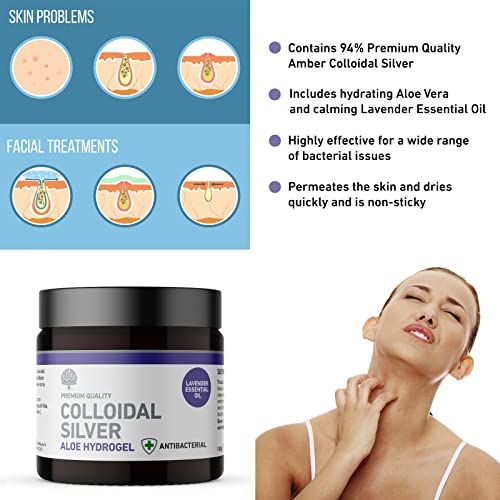 Nature's Greatest Secret Premium Antibacterial Colloidal Silver Aloe Vera Hydrogel with Lavender - 100g