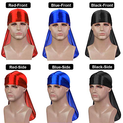 Satin Durag 3-Pack Set for 360 Waves - Soft Headwear Bundle