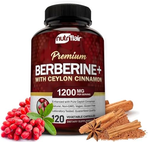 Nutriflair Premium Berberine Hcl 1200mg 120 Capsules Plus Pure True Ceylon Cinnamon Berberine Hci Root Supplements Pills Immune System Healthy Weight Management