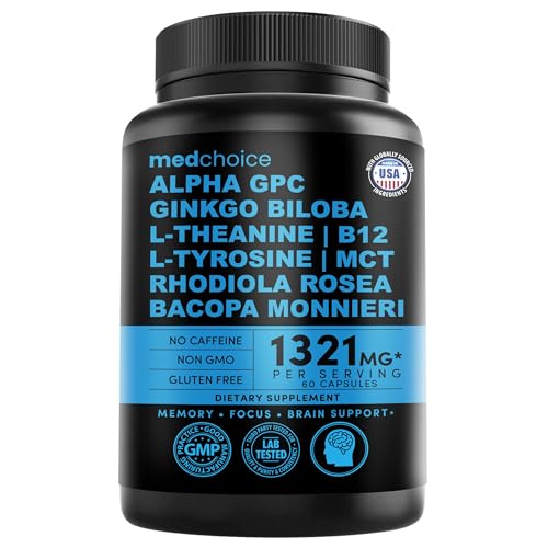 11-in-1 Nootropic Brain Supplement - Memory & Focus with Ginkgo Biloba, L-Theanine, Bioperine & Alpha GPC Choline | 60 Capsules